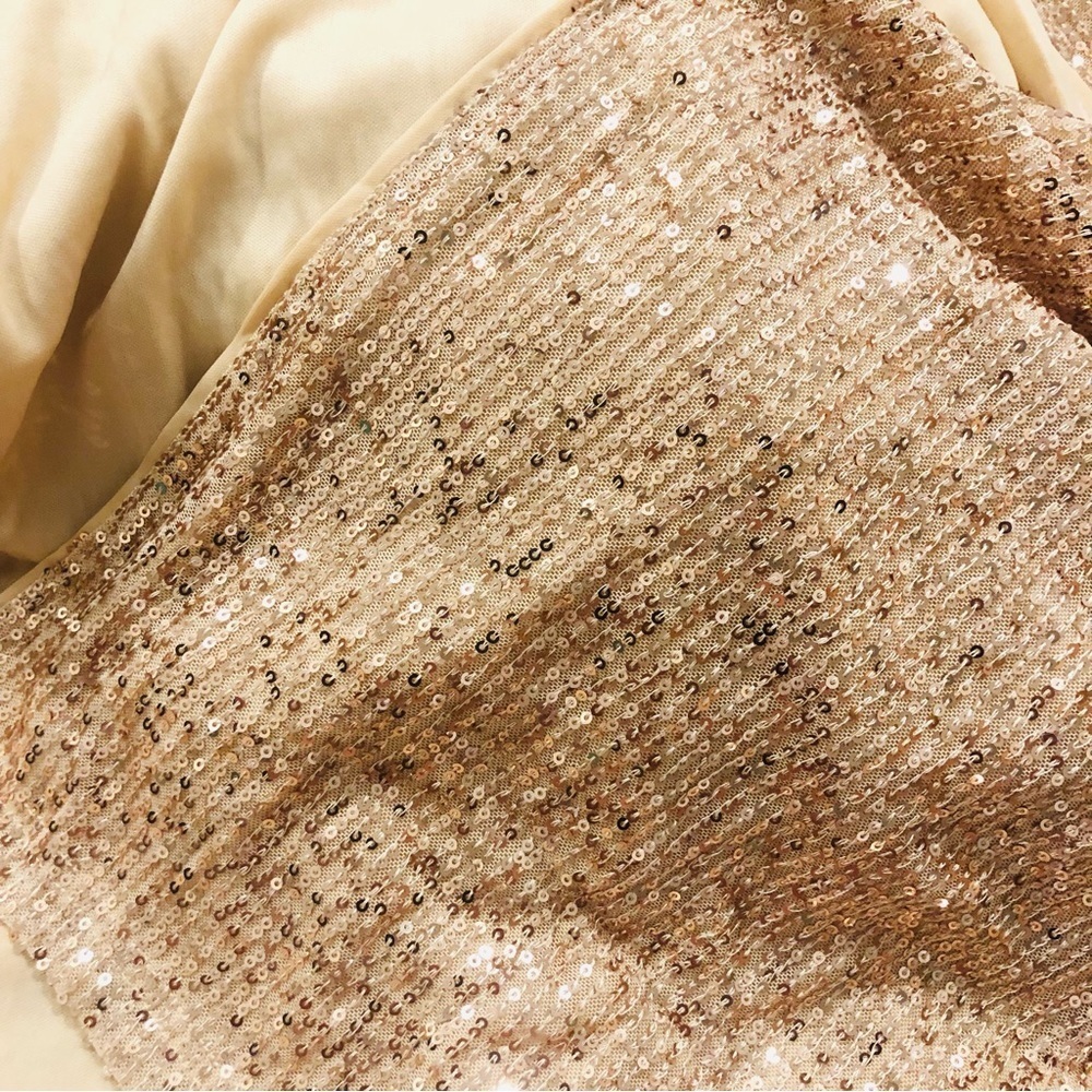 Apricot Sequin 3/4 Sleeve Cardigan Wrap - Picture 5 of 5